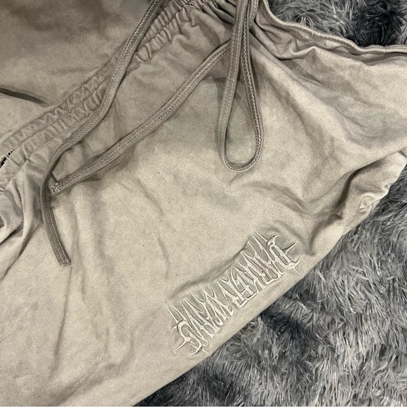 Dolls Kill x Darker Wavs FADER V-CUT WASHED BELL BOTTOMS - ECRU - Picture 5 of 6